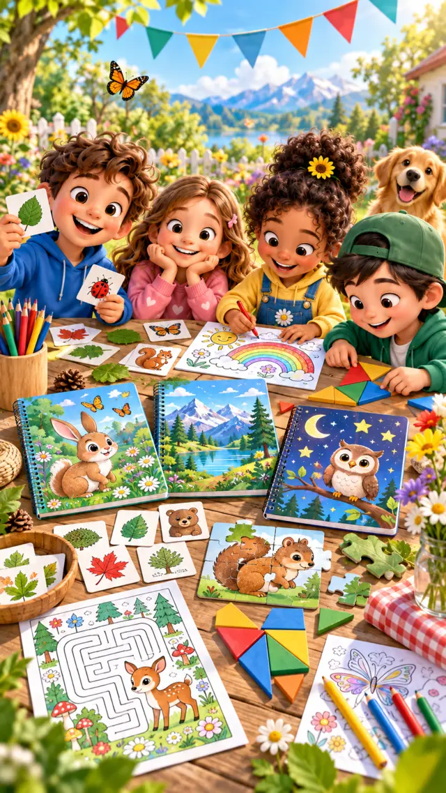 Kinder entdecken spielerisch Natur, Farben und Formen